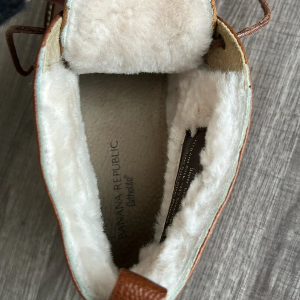 Banana‎ Republic Roderick Ortholite Leather Shearling-Lined Chukka Boots Brown 8